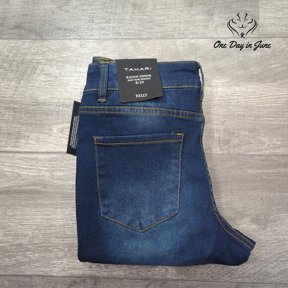 Tahari Kelly Mid Rise Skinny Jeans Size 8 - Picture 6 of 6